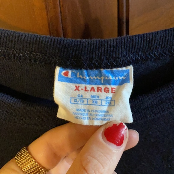 Navy blue Champion 100% cotton t-shirt #vintage - Picture 4 of 5